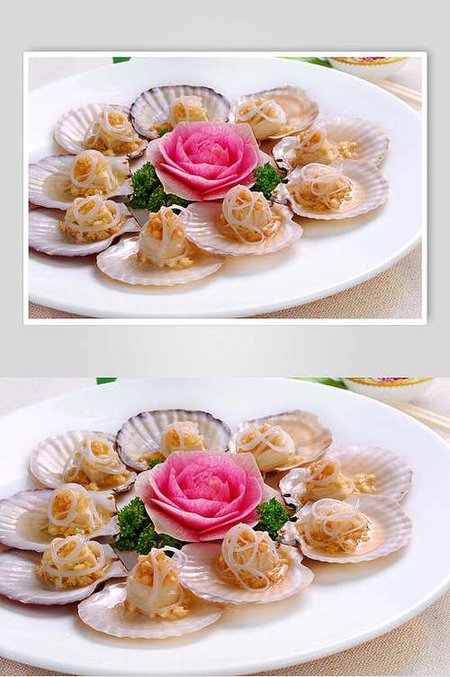 精品海鲜蒜茸扇贝食物摄影图片